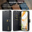 DG.MING for Google Pixel 9 / 9 Pro Case Detachable Split Leather Phone Cover - Black - 5