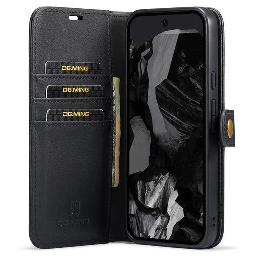 DG.MING for Google Pixel 9 Pro XL Case Detachable Split Leather Phone Cover - Black - 2