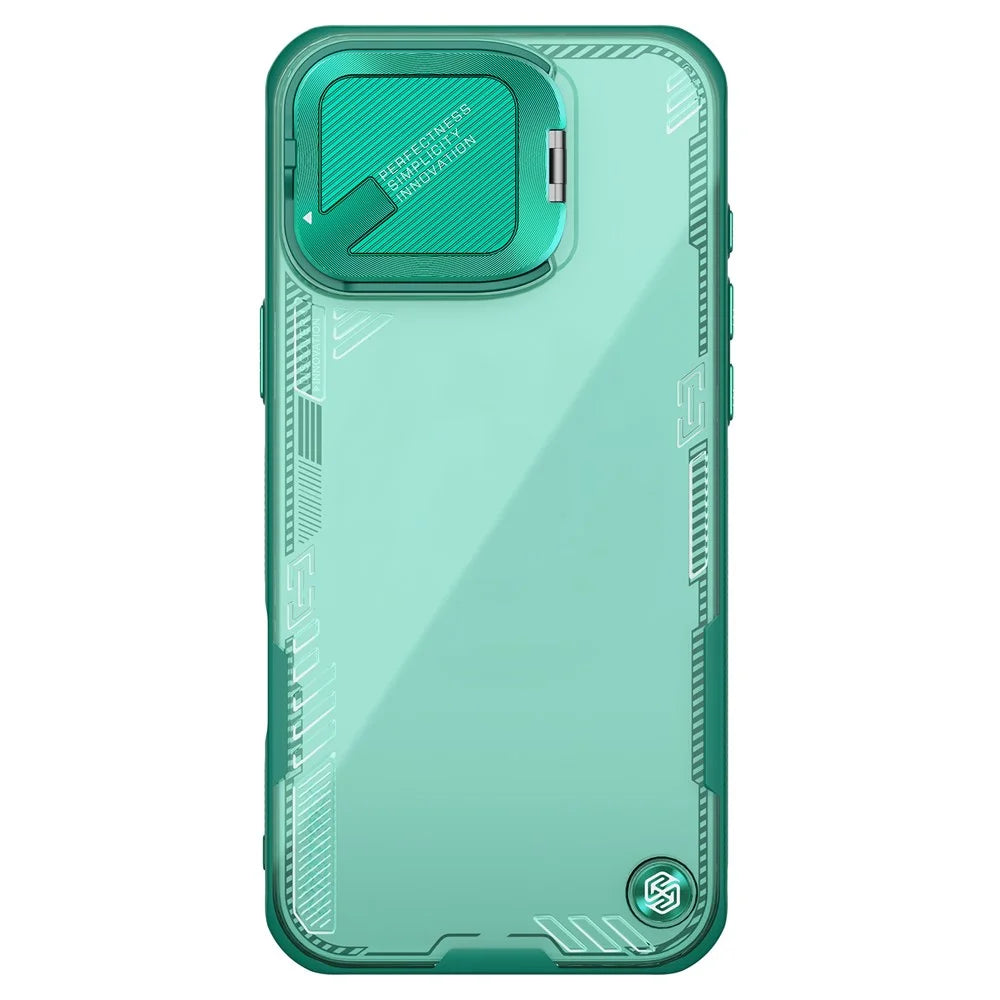 NILLKIN Iceblade CamProp for iPhone 16 Pro Case PC+TPU Phone Shell with Lens Cover Kickstand - Green - 3