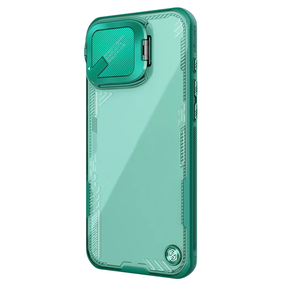 NILLKIN Iceblade CamProp for iPhone 16 Pro Case PC+TPU Phone Shell with Lens Cover Kickstand - Green - 4