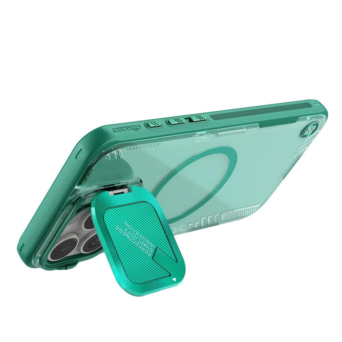 NILLKIN Iceblade CamProp Magnetic Series For iPhone 16 Pro Case Compatible with MagSafe PC+TPU Phone Cover Slide Lens Lid - Green - 2