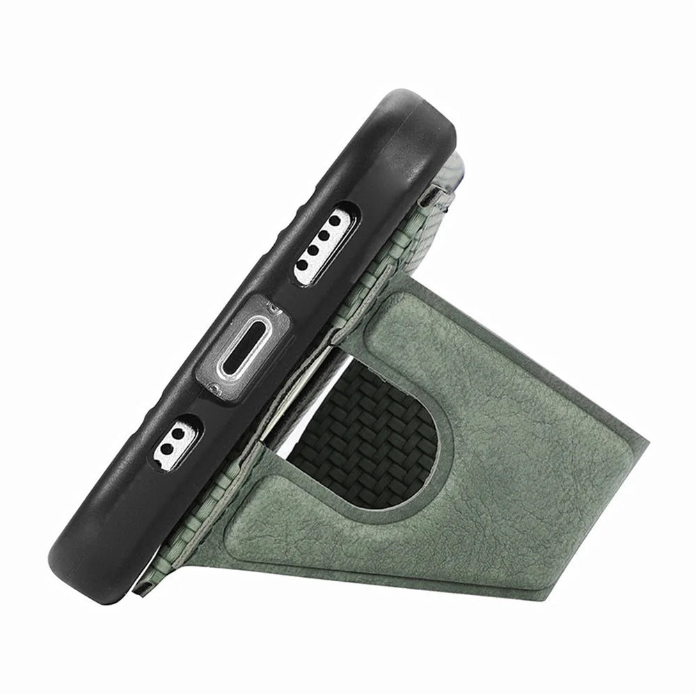 For iPhone 16 Pro Case K-Shaped Kickstand Leather+PC+TPU Phone Cover - Green - 3