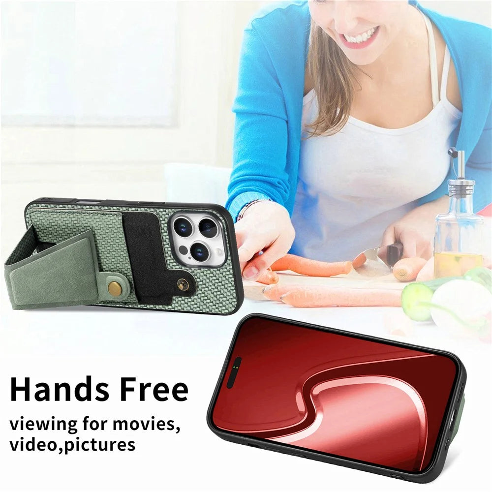 For iPhone 16 Pro Case K-Shaped Kickstand Leather+PC+TPU Phone Cover - Green - 6