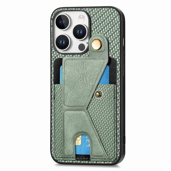 For iPhone 16 Pro Max Case K-Shaped Kickstand Leather+PC+TPU Phone Cover - Green - 2
