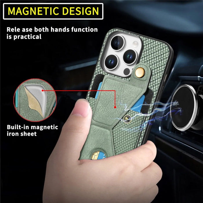 For iPhone 16 Pro Max Case K-Shaped Kickstand Leather+PC+TPU Phone Cover - Green - 5