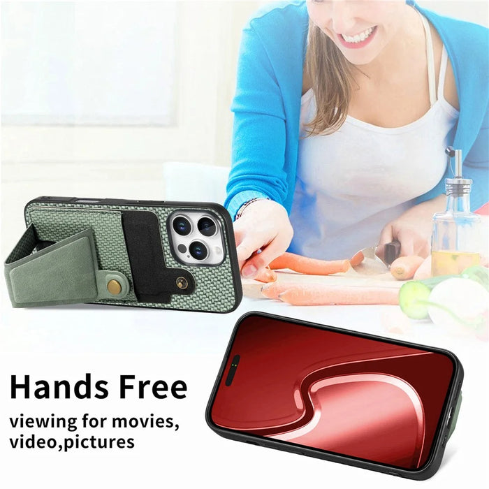 For iPhone 16 Pro Max Case K-Shaped Kickstand Leather+PC+TPU Phone Cover - Green - 6