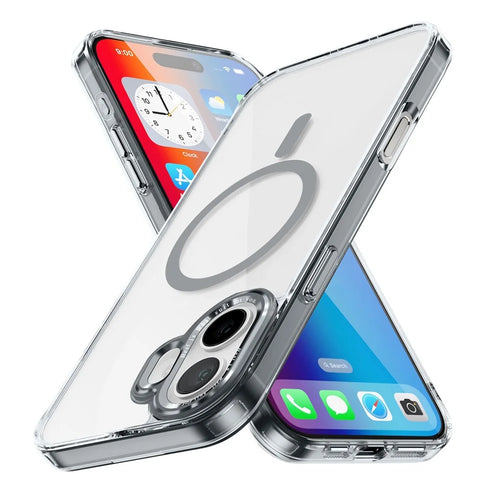 For iPhone 16 Case Compatible with MagSafe TPU+PC Transparent Phone Cover - Grey - 1