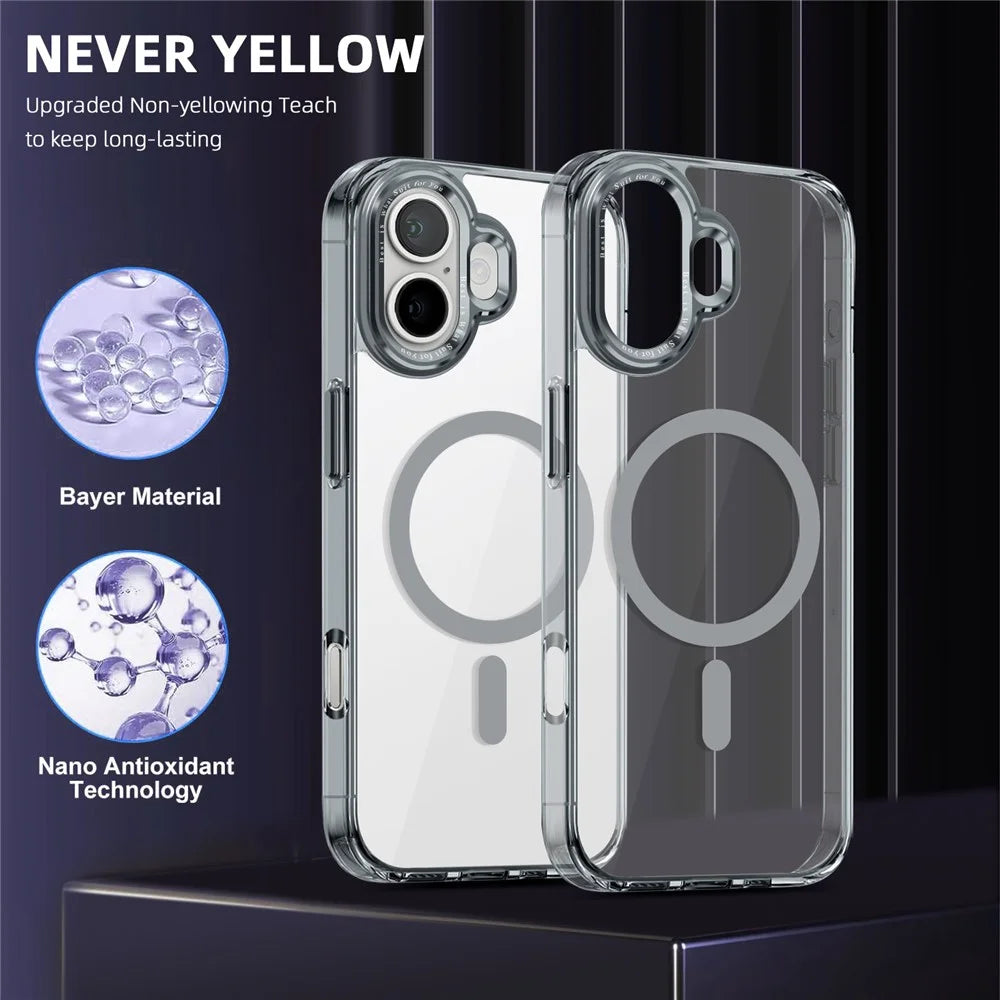 For iPhone 16 Case Compatible with MagSafe TPU+PC Transparent Phone Cover - Grey - 2