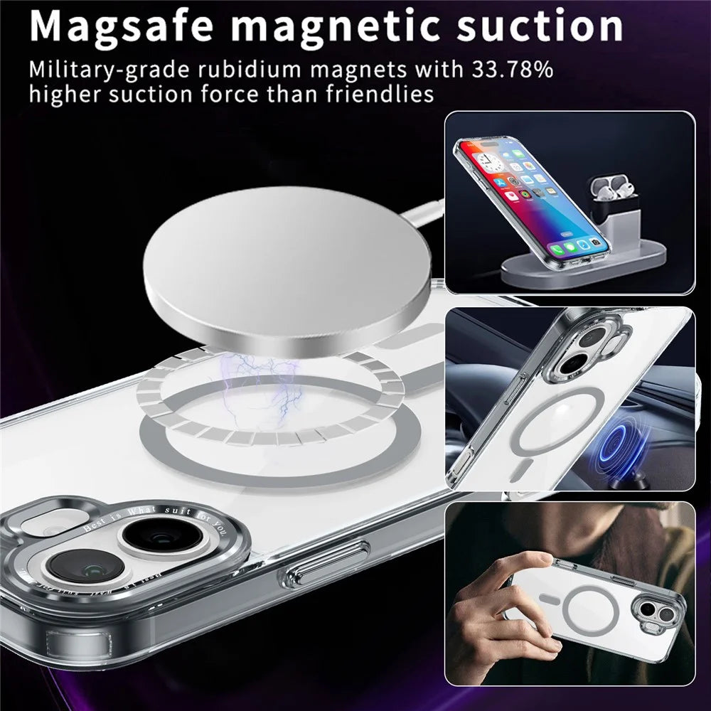For iPhone 16 Case Compatible with MagSafe TPU+PC Transparent Phone Cover - Grey - 3
