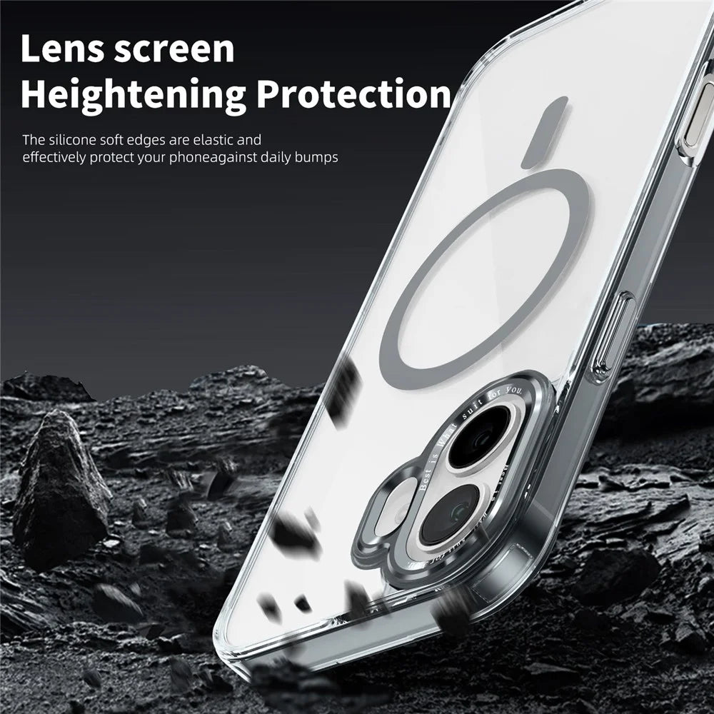 For iPhone 16 Case Compatible with MagSafe TPU+PC Transparent Phone Cover - Grey - 4