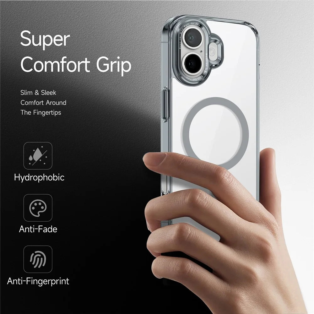 For iPhone 16 Case Compatible with MagSafe TPU+PC Transparent Phone Cover - Grey - 6