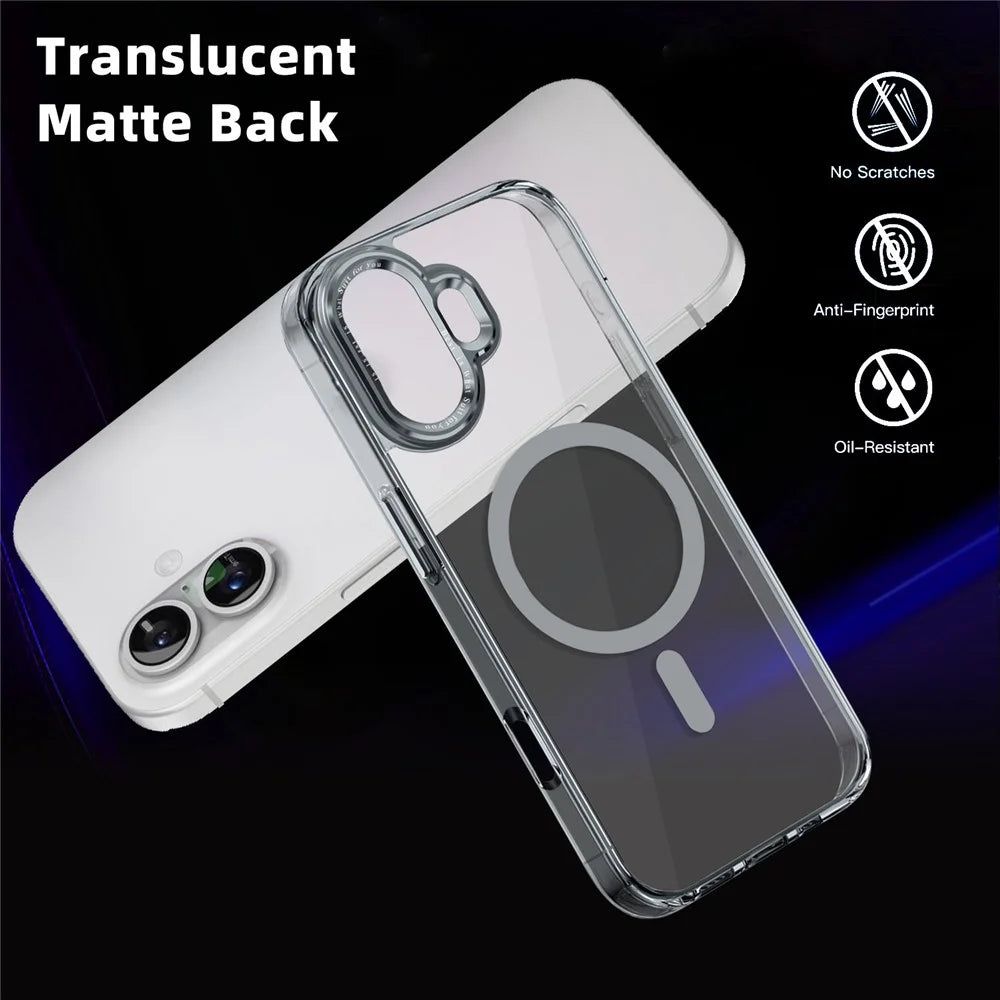For iPhone 16 Case Compatible with MagSafe TPU+PC Transparent Phone Cover - Grey - 7