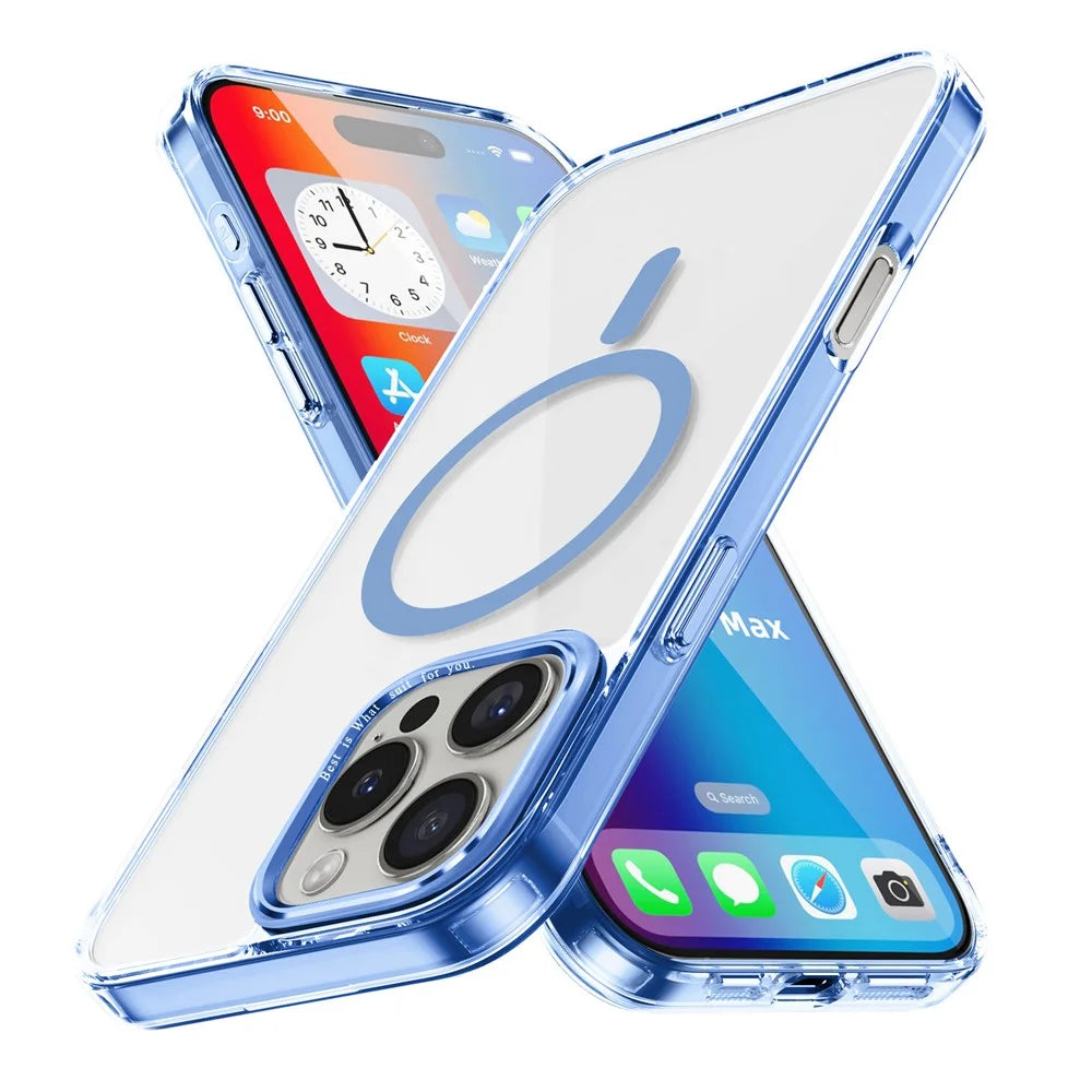 For iPhone 16 Pro Max Case Compatible with MagSafe TPU+PC Transparent Phone Cover - Baby Blue - 1
