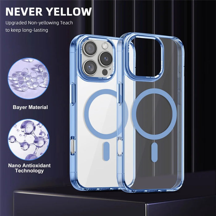 For iPhone 16 Pro Max Case Compatible with MagSafe TPU+PC Transparent Phone Cover - Baby Blue - 2