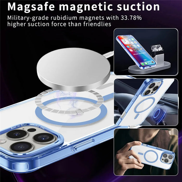 For iPhone 16 Pro Max Case Compatible with MagSafe TPU+PC Transparent Phone Cover - Baby Blue - 3