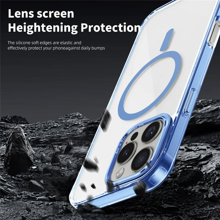 For iPhone 16 Pro Max Case Compatible with MagSafe TPU+PC Transparent Phone Cover - Baby Blue - 4