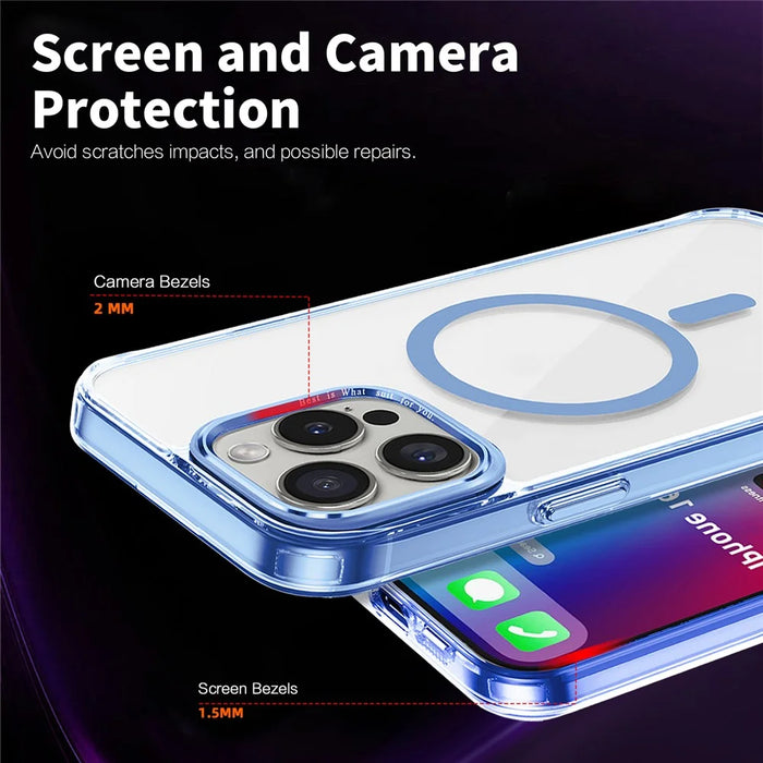For iPhone 16 Pro Max Case Compatible with MagSafe TPU+PC Transparent Phone Cover - Baby Blue - 5