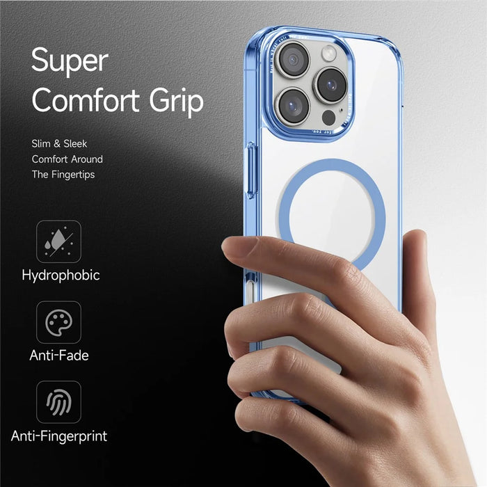 For iPhone 16 Pro Max Case Compatible with MagSafe TPU+PC Transparent Phone Cover - Baby Blue - 6