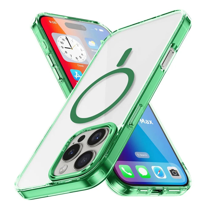 For iPhone 16 Pro Case Compatible with MagSafe TPU+PC Transparent Phone Cover - Green - 1