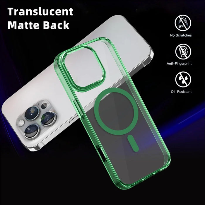 For iPhone 16 Pro Case Compatible with MagSafe TPU+PC Transparent Phone Cover - Green - 7