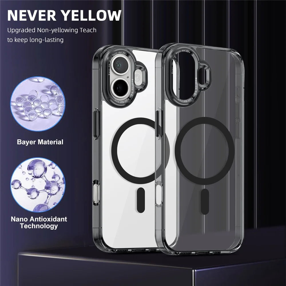 For iPhone 16 Plus Case Compatible with MagSafe TPU+PC Transparent Phone Cover - Black - 2