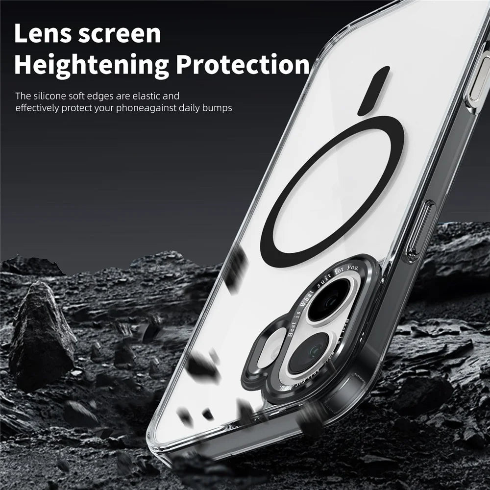 For iPhone 16 Plus Case Compatible with MagSafe TPU+PC Transparent Phone Cover - Black - 4
