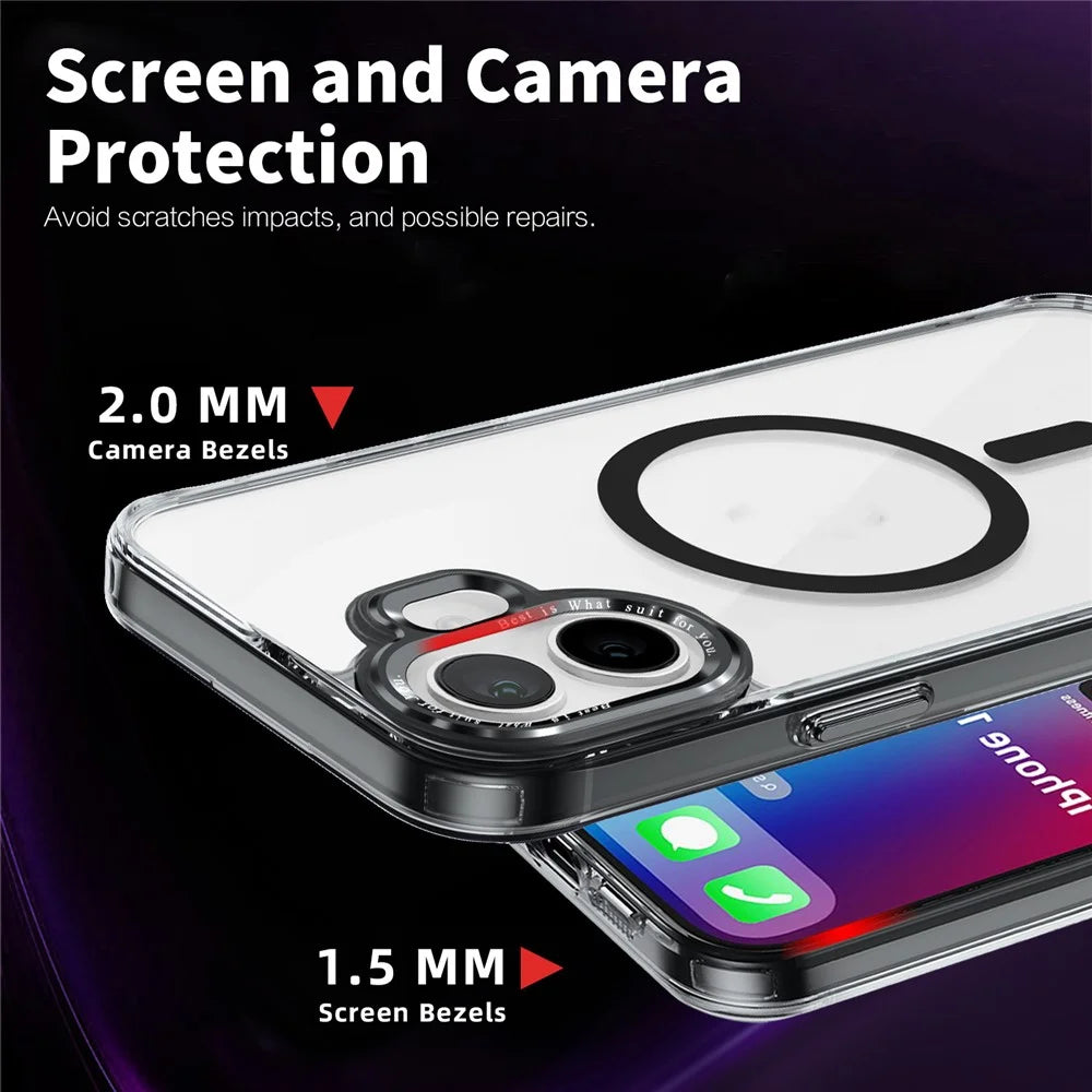 For iPhone 16 Plus Case Compatible with MagSafe TPU+PC Transparent Phone Cover - Black - 5