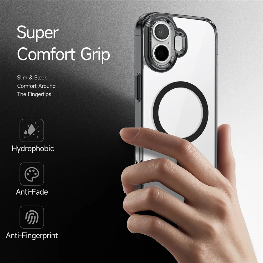 For iPhone 16 Plus Case Compatible with MagSafe TPU+PC Transparent Phone Cover - Black - 6