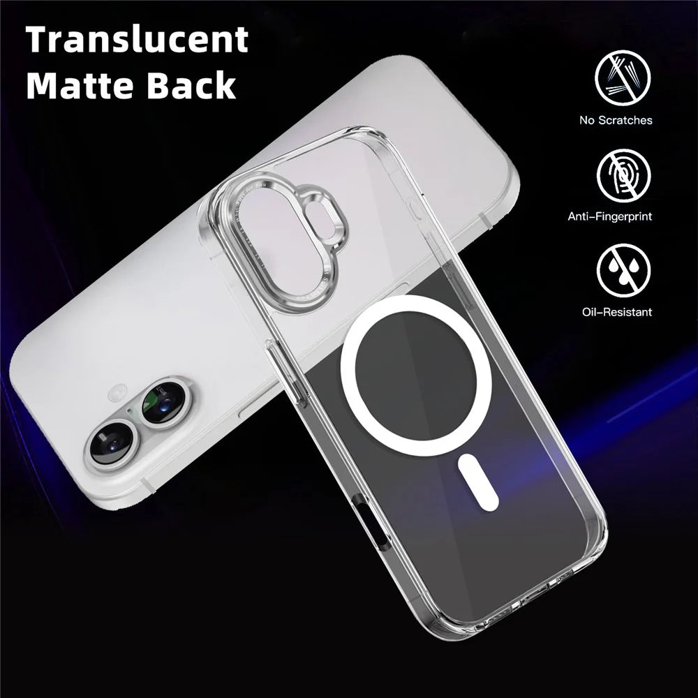 For iPhone 16 Plus Case Compatible with MagSafe TPU+PC Transparent Phone Cover - Black - 7
