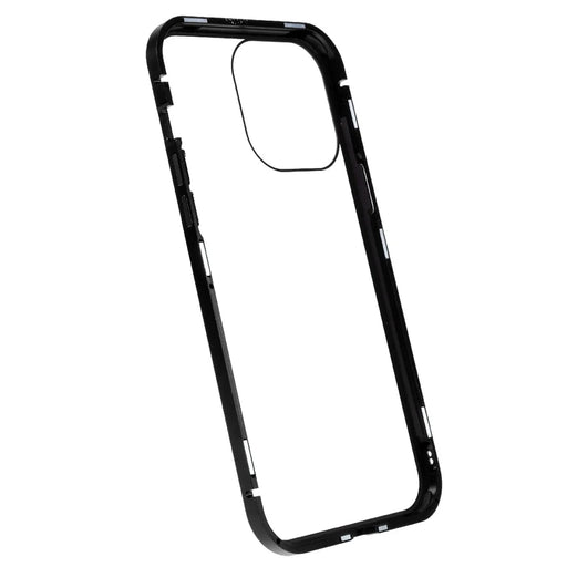 For iPhone 16 Pro Max Anti-Spy Case Magnetic Metal Frame + Double-Sided Tempered Glass Phone Cover - Black - 2