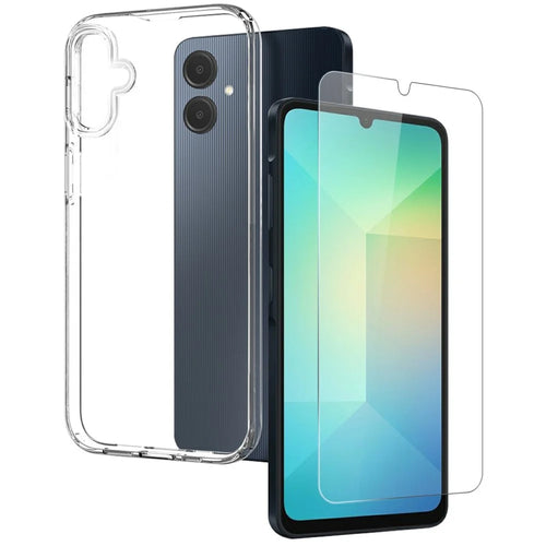 NORTHJO For Samsung Galaxy A06 4G Clear Case Soft TPU Phone Cover with Tempered Glass Screen Protector - 1