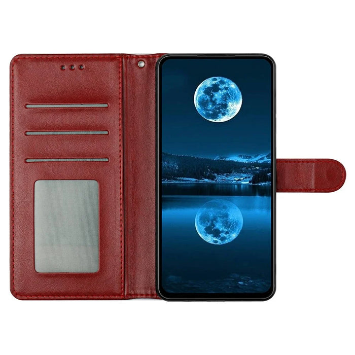 For iPhone 13 Leather Phone Case Wallet Stand Cover with Handy Strap - Red - 3