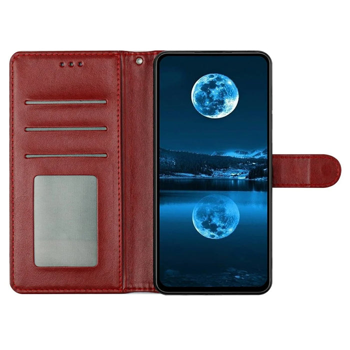 For iPhone 16 Plus Leather Phone Case Wallet Stand Cover with Handy Strap - Red - 3