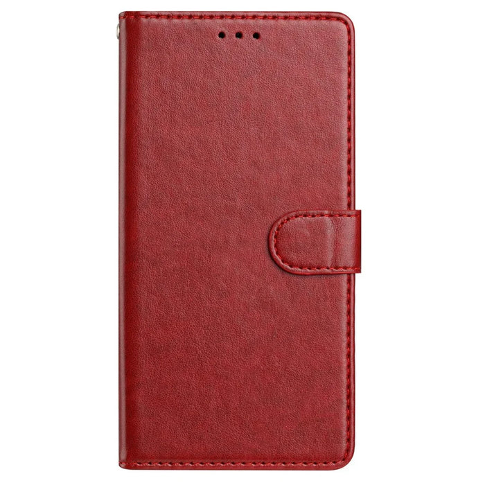 For Samsung Galaxy S23 FE Leather Phone Case Wallet Stand Cover with Handy Strap - Red - 5
