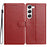 For Samsung Galaxy S23 Leather Phone Case Wallet Stand Cover with Handy Strap - Red - 1