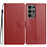 For Samsung Galaxy S23 Ultra Leather Phone Case Wallet Stand Cover with Handy Strap - Red - 1