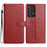For Samsung Galaxy A33 5G Leather Phone Case Wallet Stand Cover with Handy Strap - Red - 1