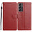 For Samsung Galaxy A14 4G  /  5G Leather Phone Case Wallet Stand Cover with Handy Strap - Red - 1