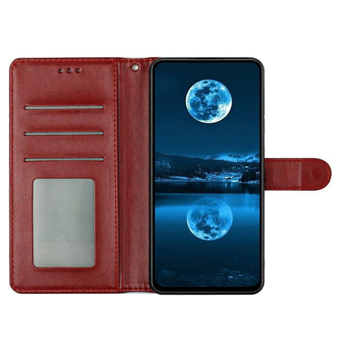 For Samsung Galaxy A15 5G Leather Phone Case Wallet Stand Cover with Handy Strap - Red - 3