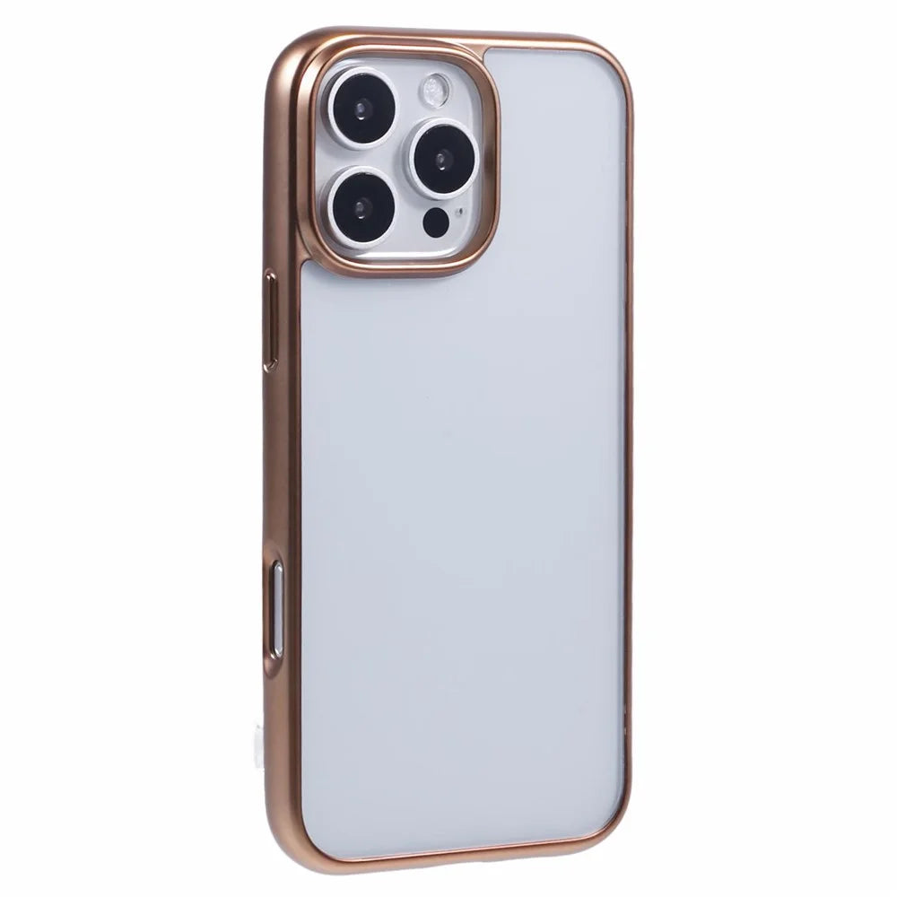 KIGC Ice Silk Series For iPhone 16 Pro Case TPU+PC Electroplating Phone Cover - Gold - 1