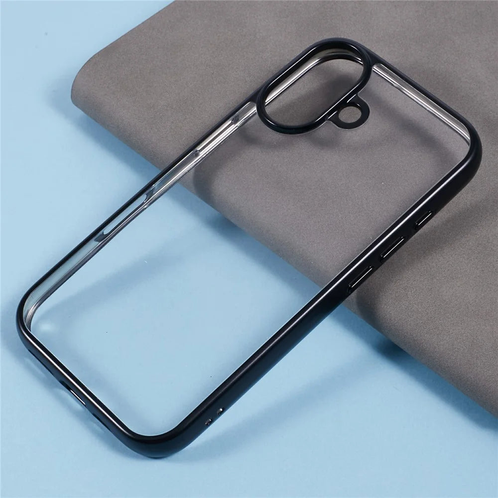 KIGC Ice Silk Series For iPhone 16 Case TPU+PC Electroplating Phone Cover - Black - 6