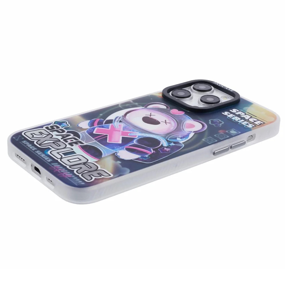 JAUCASE For iPhone 15 Pro Max Case Compatible with MagSafe Bear Pattern PC+TPU Matte Phone Cover - Space Explore Bear - 6