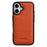MELKCO For iPhone 16 Case Genuine Cow Leather Coated PC Phone Cover - Orange - 2