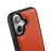 MELKCO For iPhone 16 Case Genuine Cow Leather Coated PC Phone Cover - Orange - 4