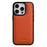 MELKCO For iPhone 16 Pro Max Case Genuine Cow Leather Coated PC Phone Cover - Orange - 2