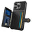 For iPhone 16 Pro Phone Cases with Card Holder Shockproof PU Leather Back Cover - Black - 3
