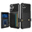 ZM03 For iPhone 16 Case with Card Holder PU Leather+TPU Phone Back Cover - Black - 1