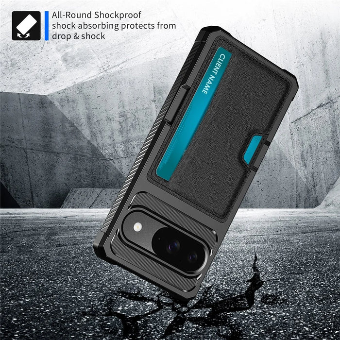 ZM02 For Google Pixel 9 Pro  /  9 Case Card Slot Leather+TPU Defender Phone Cover - 5