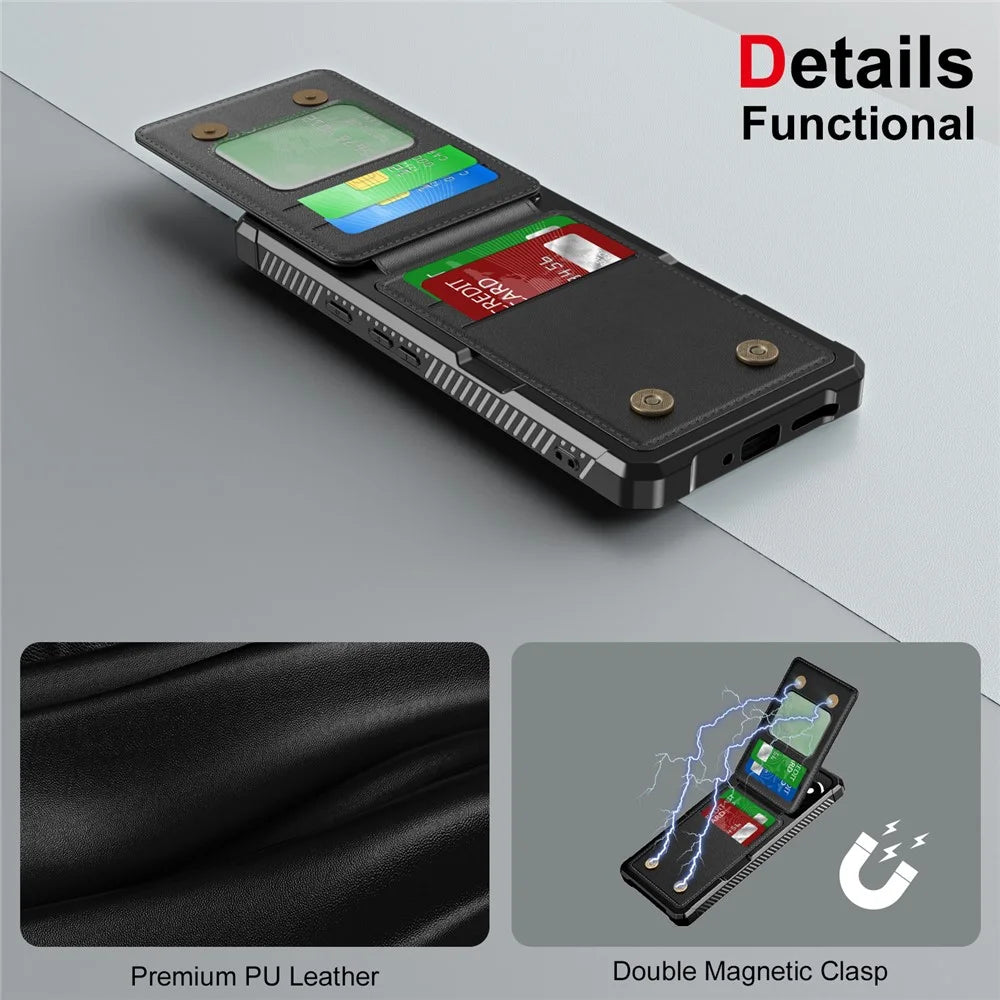 ZM11 For Google Pixel 9 Pro XL Case Card Slot Kickstand PU+TPU Phone Cover - Black - 7