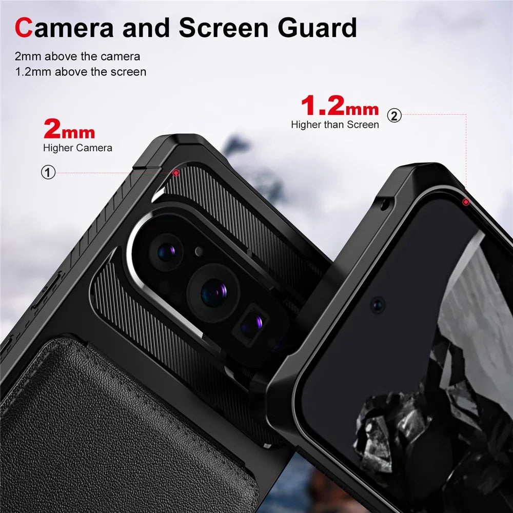 ZM11 For Google Pixel 9 Pro  /  9 Case Card Slot Kickstand PU+TPU Phone Cover - Black - 5